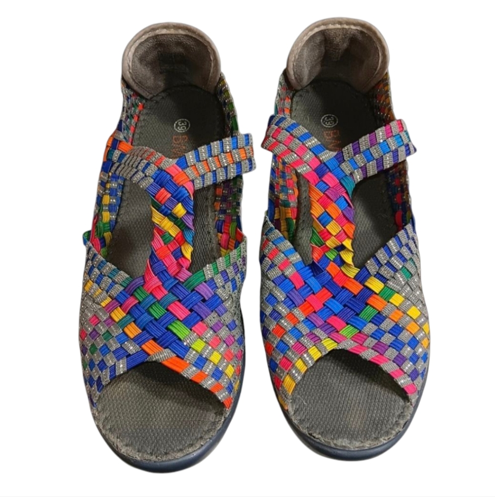 Bernie Mev. Rainbow Crochet Wedges Size 8